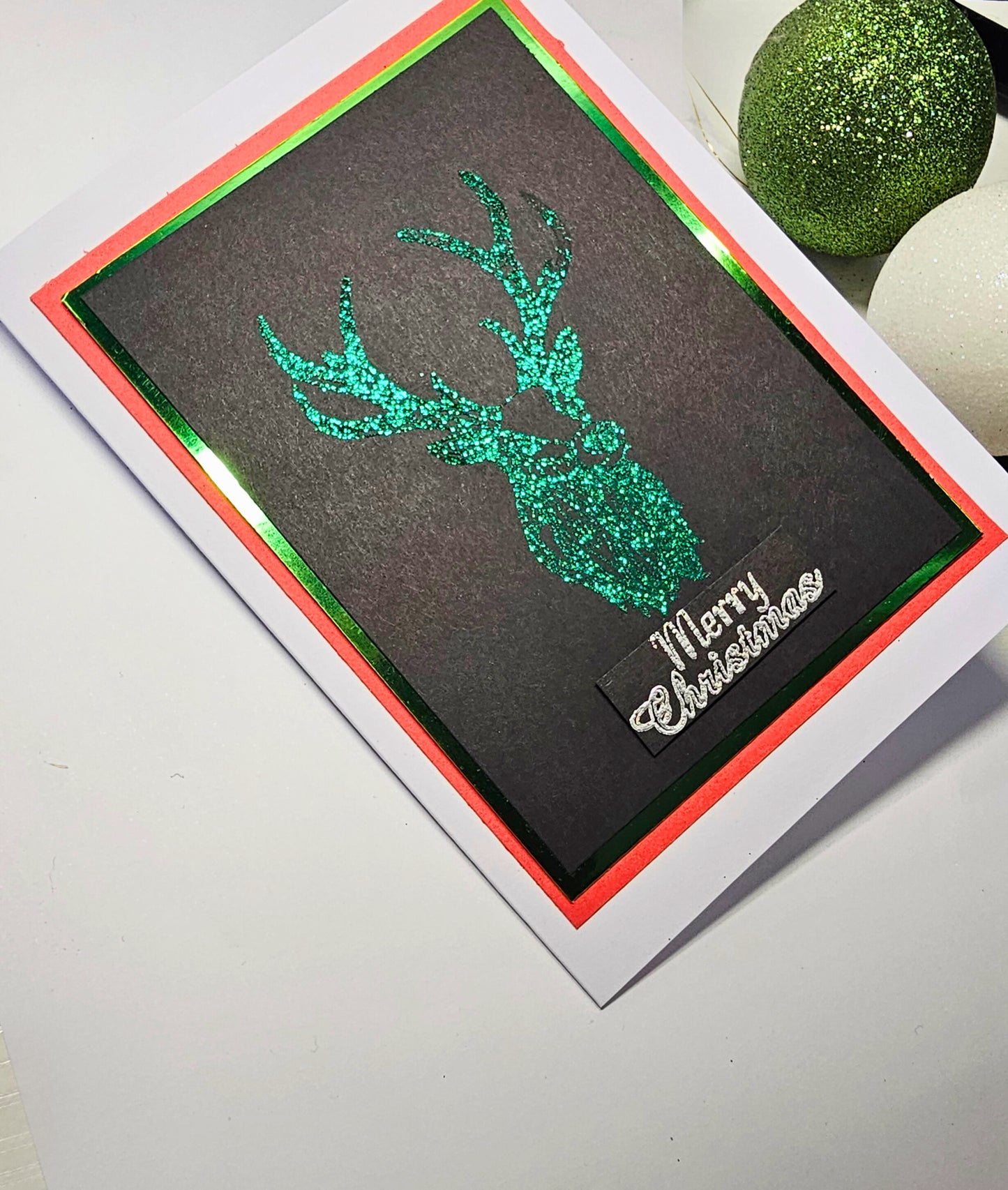 Stag Head Christmas Card UK | Elegant Holiday Card | Hand Stamped Deer Design