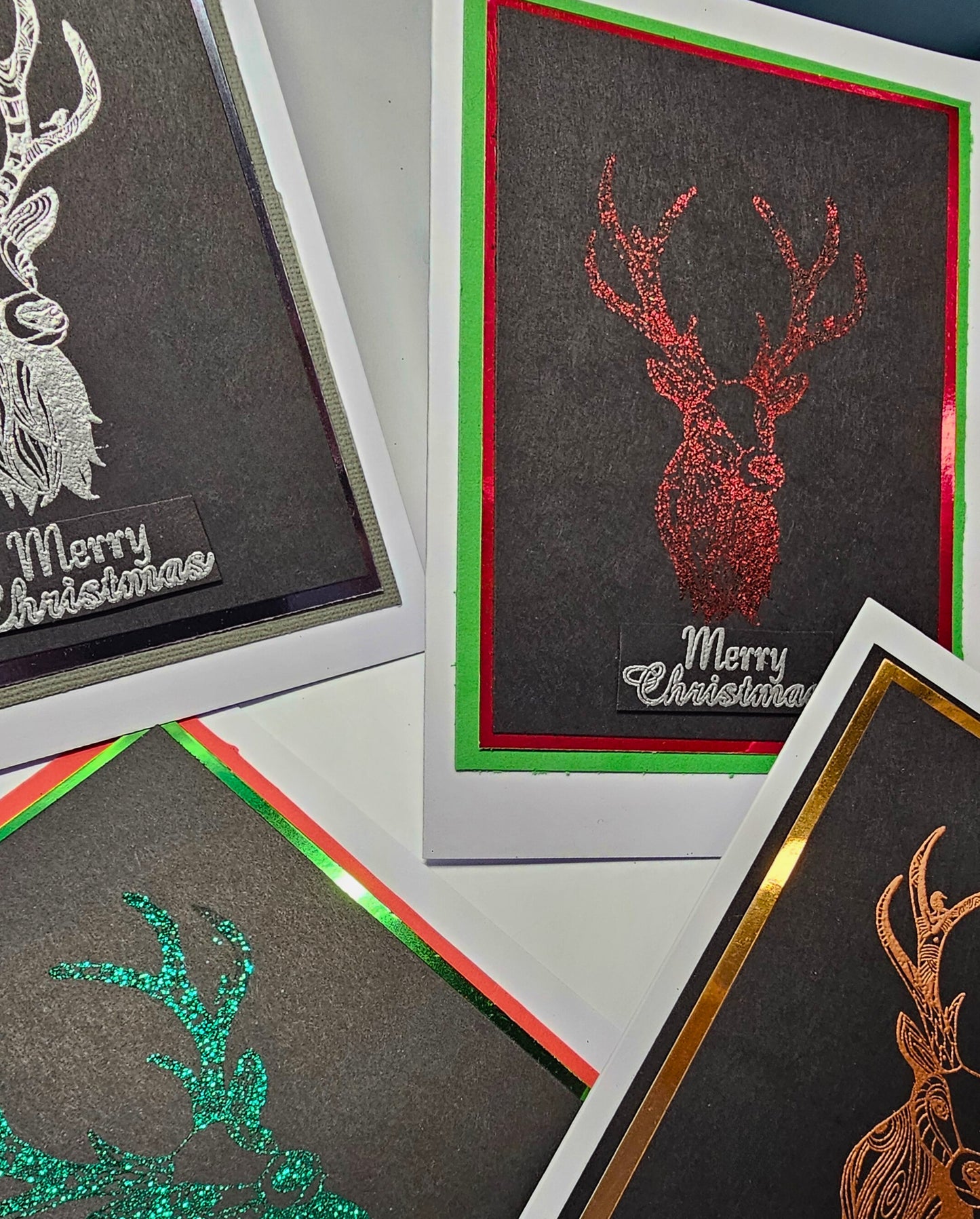 Stag Head Christmas Card UK | Elegant Holiday Card | Hand Stamped Deer Design