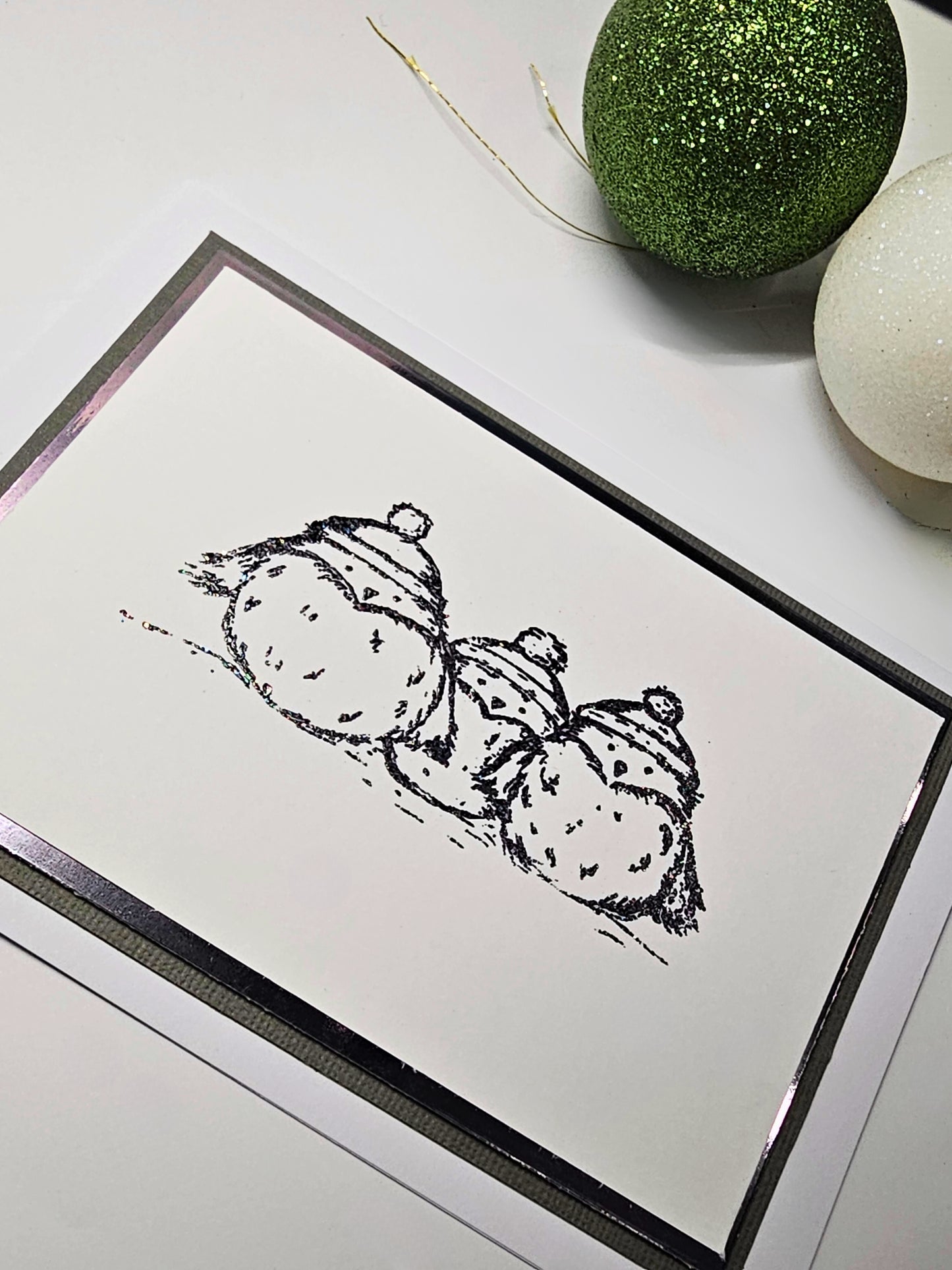 Robin Christmas Card UK | Hand Stamped Holiday Card | 3 Robins Design
