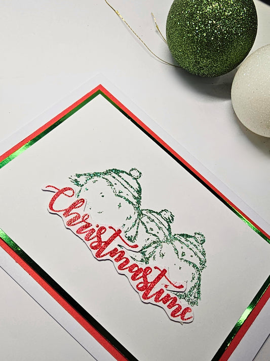 Robin Christmas Card UK | Hand Stamped Holiday Card | 3 Robins Design