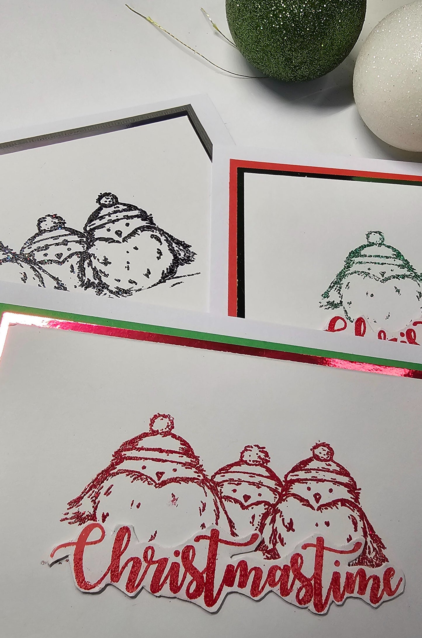 Robin Christmas Card UK | Hand Stamped Holiday Card | 3 Robins Design
