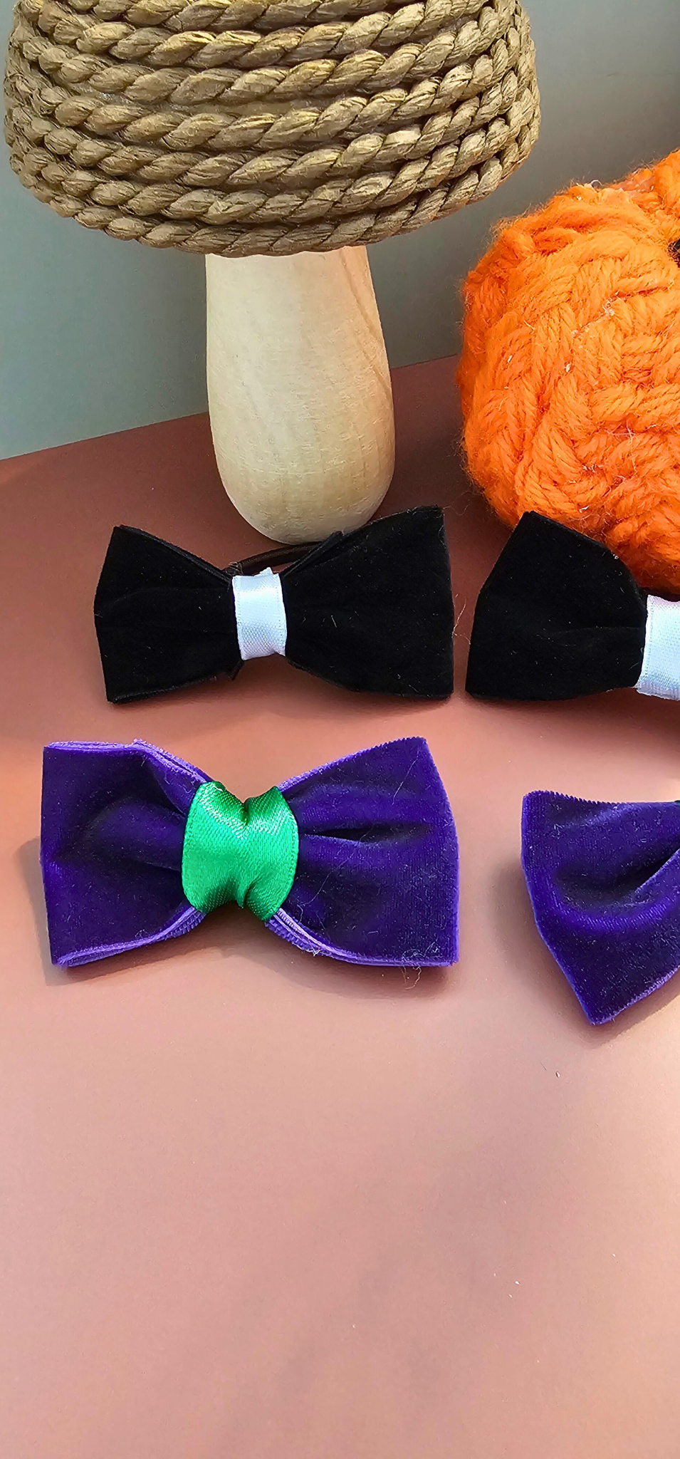 Black Velvet Bow Tie β Halloween Costume Accessory | Handmade Formal Bow with White Centre Band