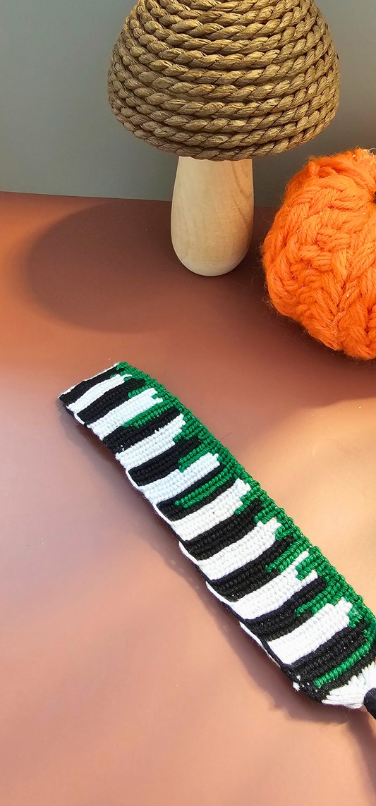 Beetlejuice-Inspired Bookmark – Handmade Woven Stripe Bookmark | Black & White Tassel Bookmark for Halloween & Horror Fans