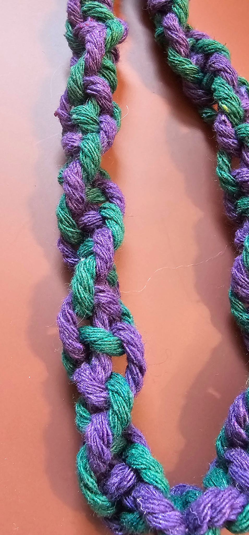 Braided Wristlet Keychain – Purple & Green Macrame Key Fob | Handmade Halloween Accessory