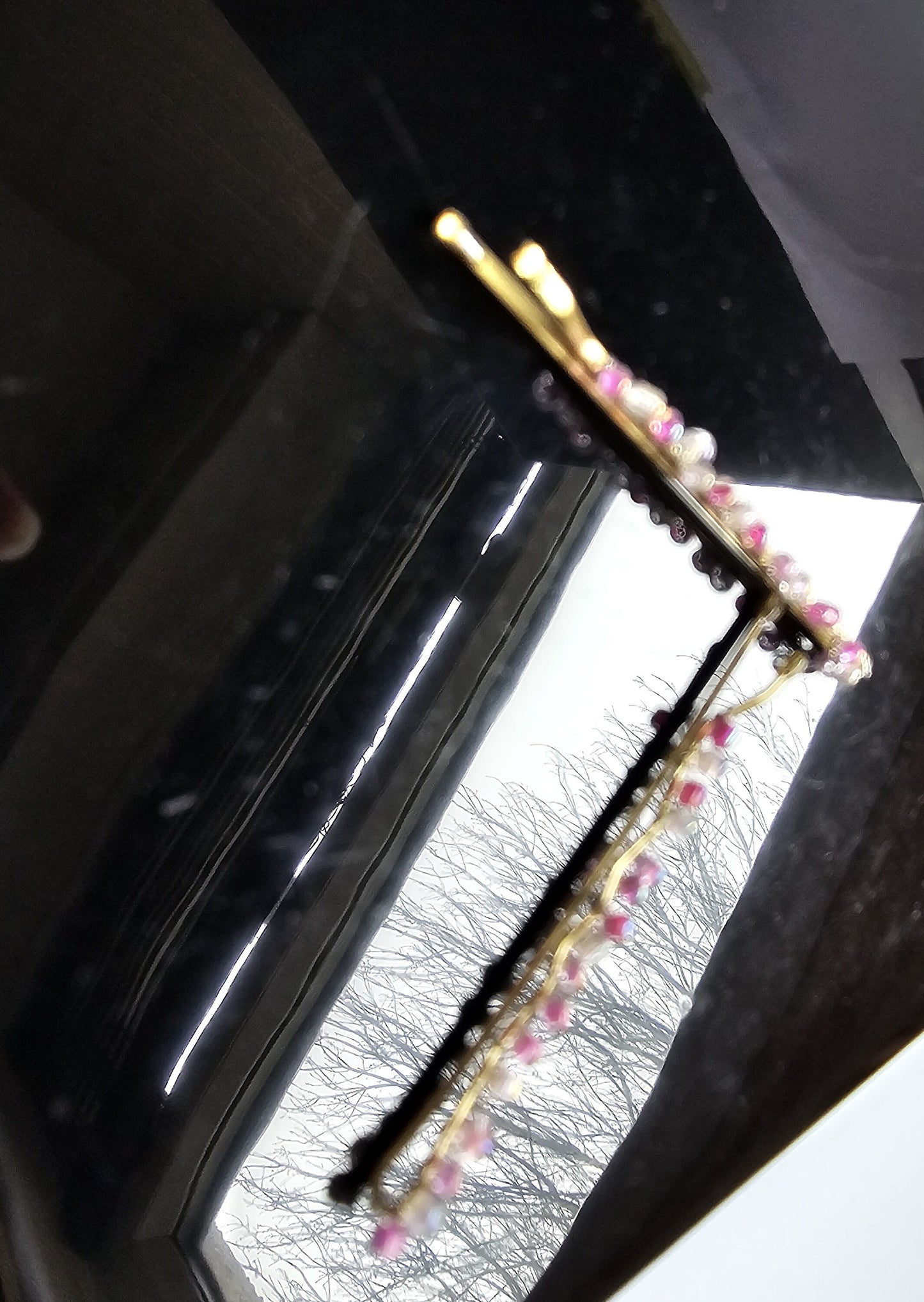 Elegant wire-wrapped beaded hair grips