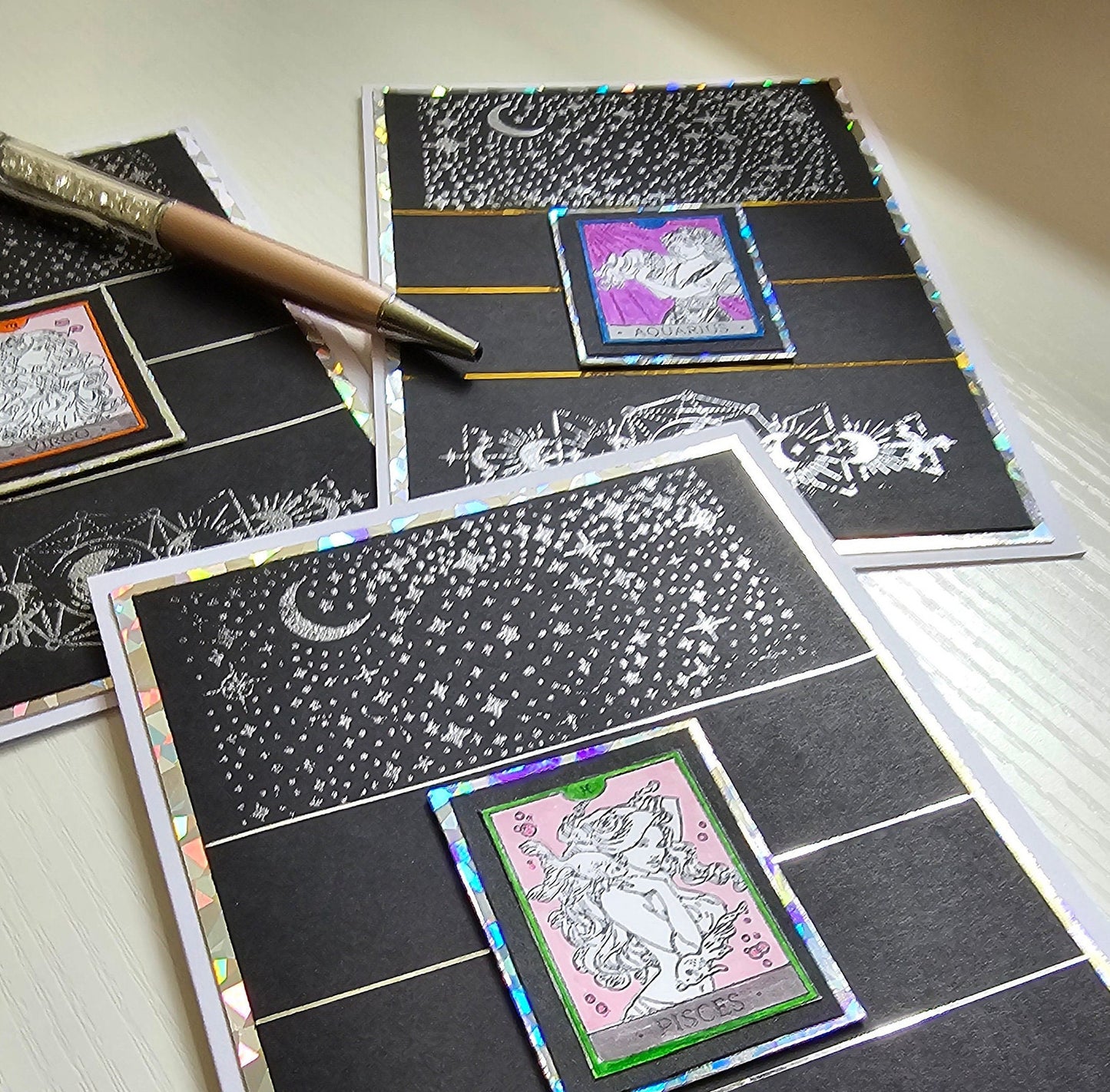 Intriguing black zodiac/star sign tarot card card
