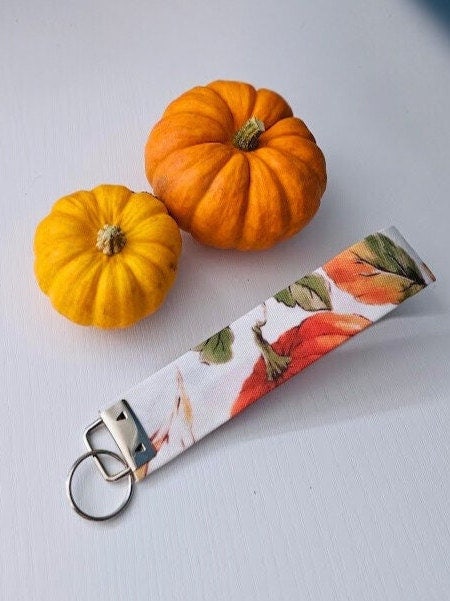 Autumn Fabric Wristlet UK | Pumpkin Key Fob | Seasonal Bag Accessory