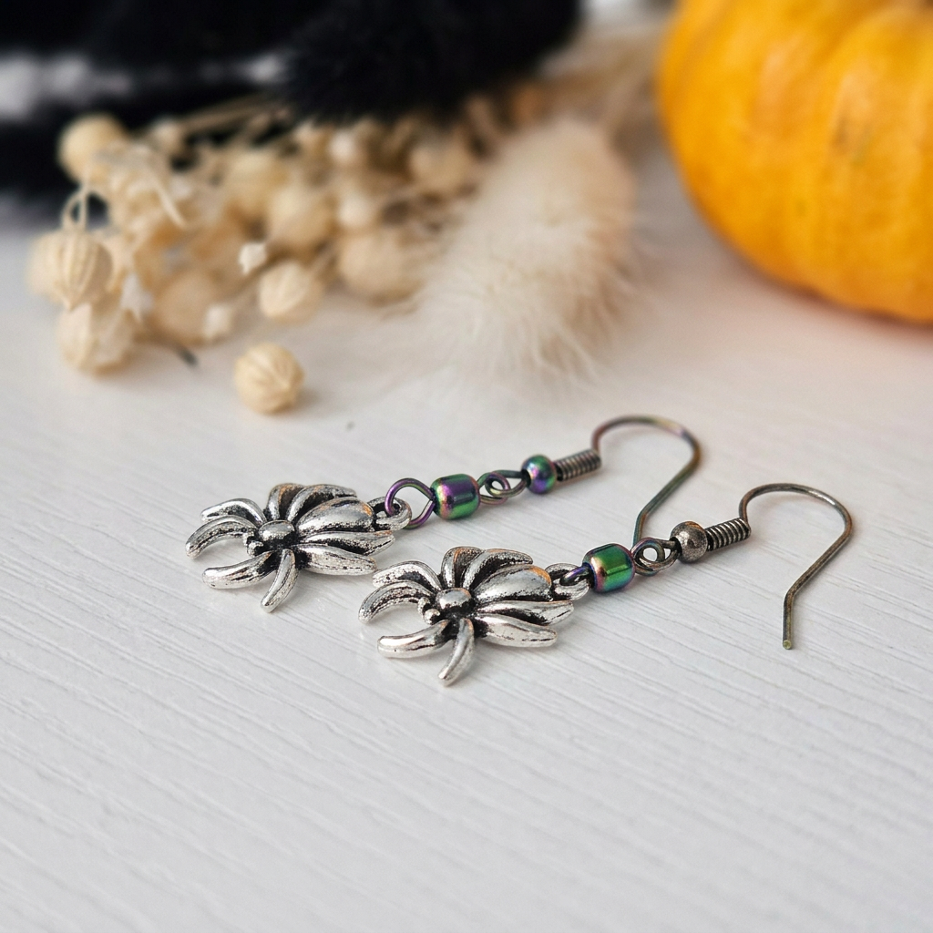 Close-up — spider earring detail