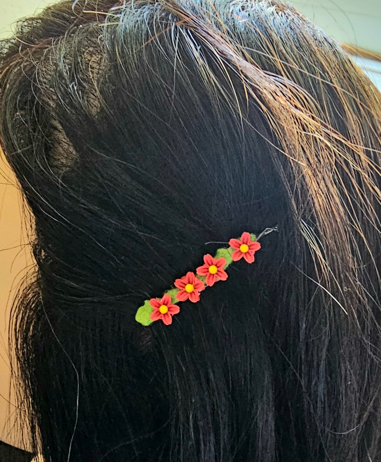 Colourful flower hair grips