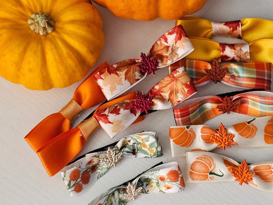 autumnal hair bows-Halloween bows